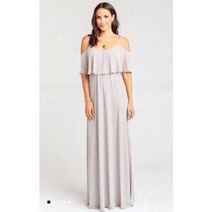 Show Me Your Mumu Caitlin Ruffle Maxi Dress Dove Grey Size XS